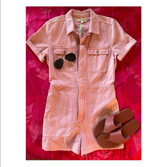 Madewell Pants - MADEWELL Pink Denim Romper 🍧